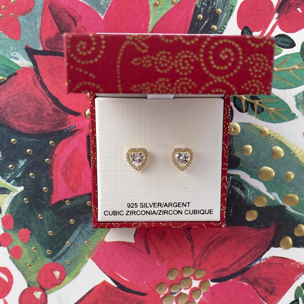 Gold Heart Stud Earrings